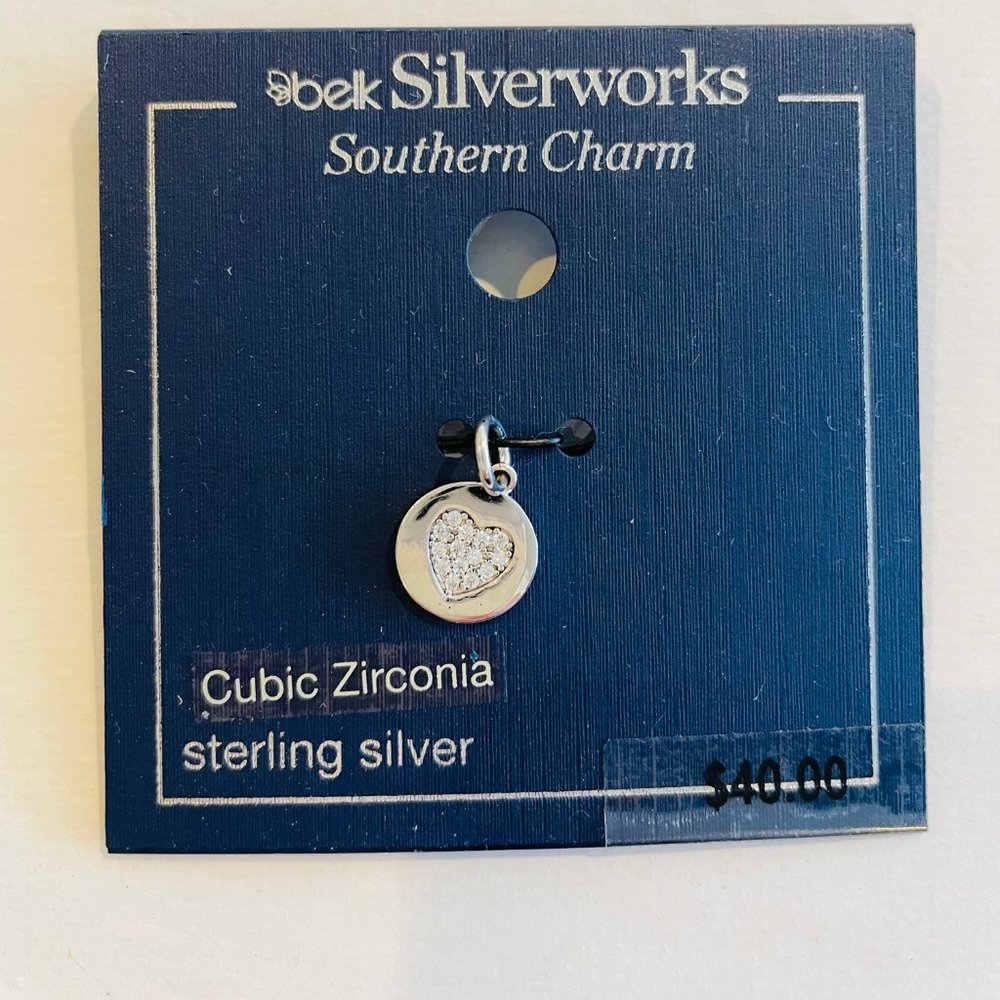 Belk Silverworks Southern Charm, Pave, Sterling Silver Heart Charm